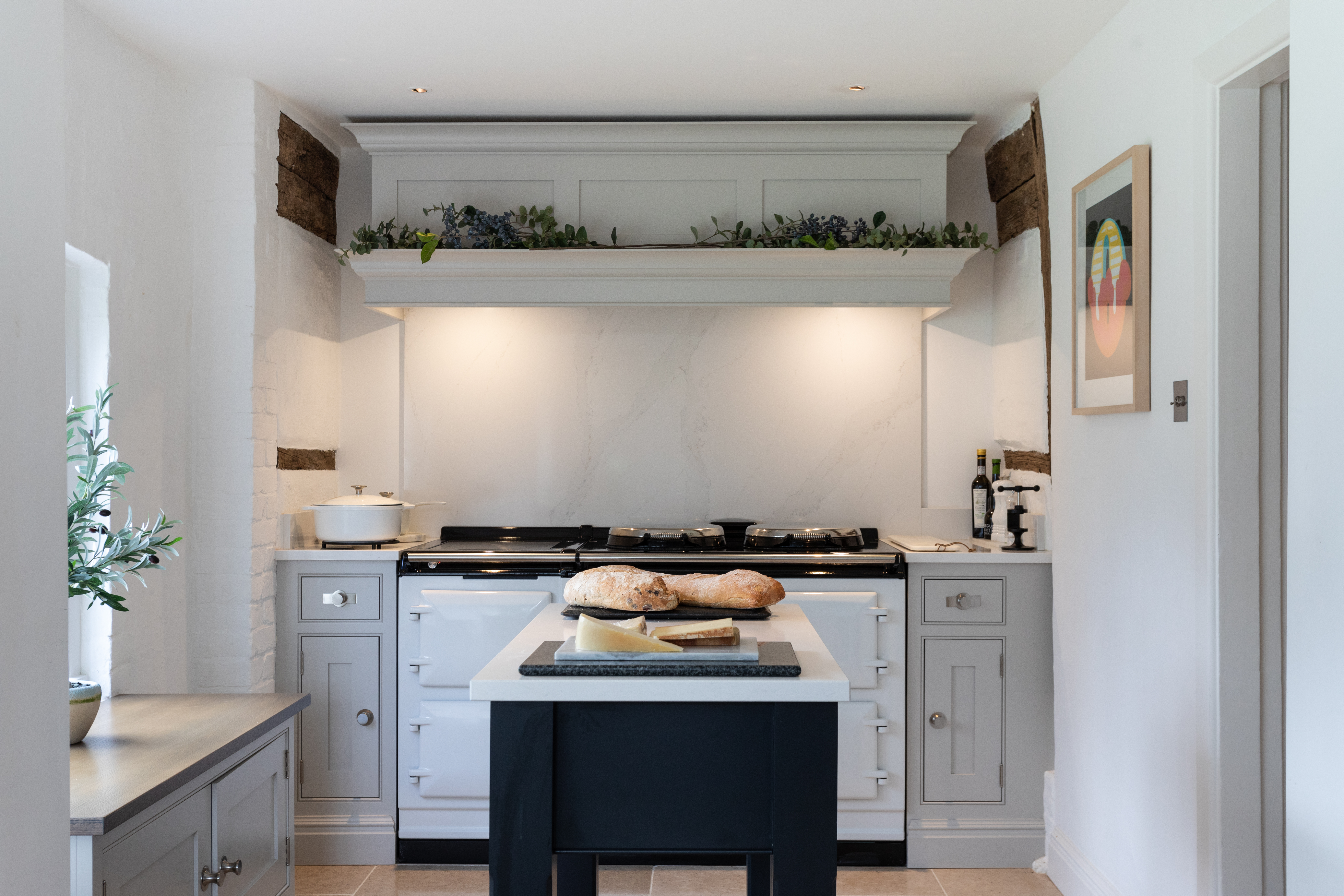 Chef's area with electric aga and bakers table 