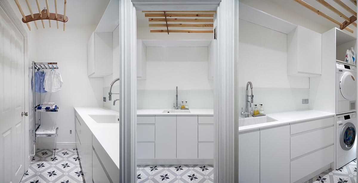 A designated utility space fitted along a corridor 