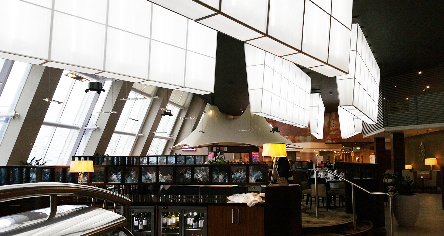Europe's largest lampshades for the elegant Mariner Restaurant in the Crowne Plaza