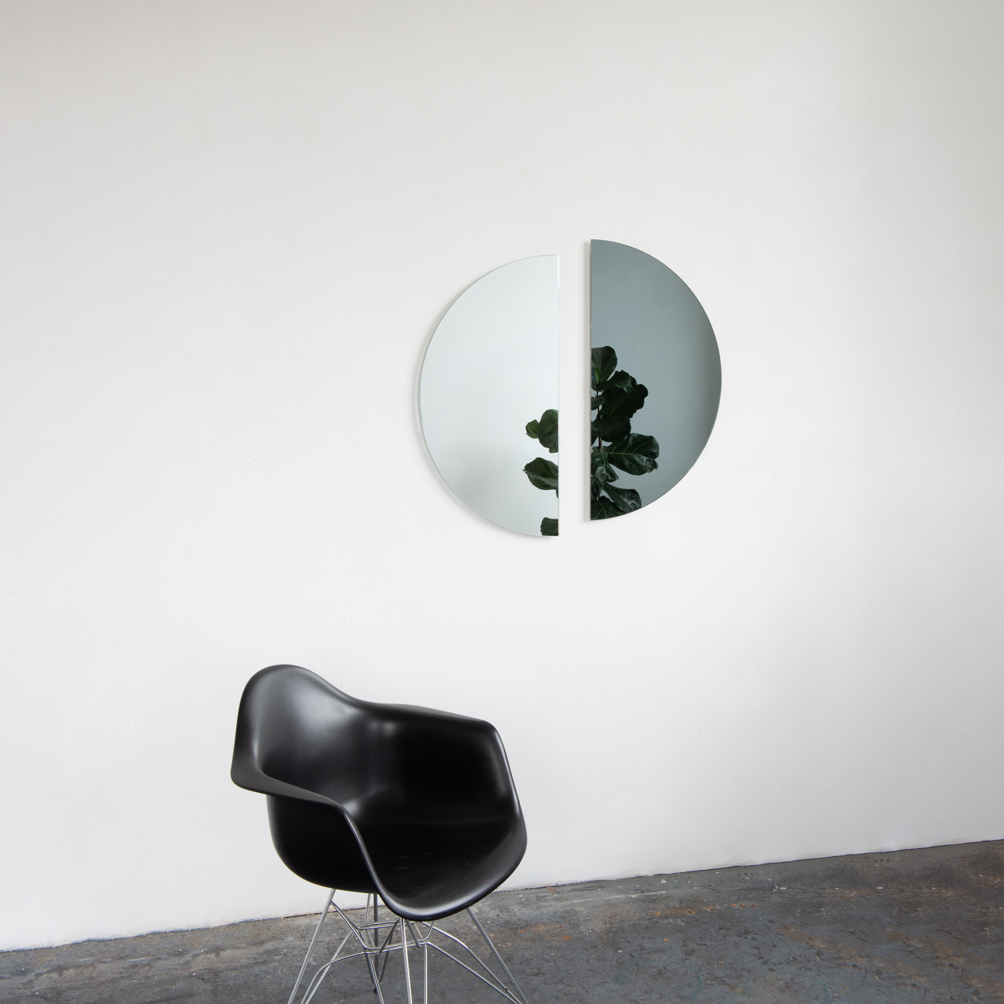 Set of 2 Half-Moon Luna™ Frameless Mirrors with std Silver and Black Tints