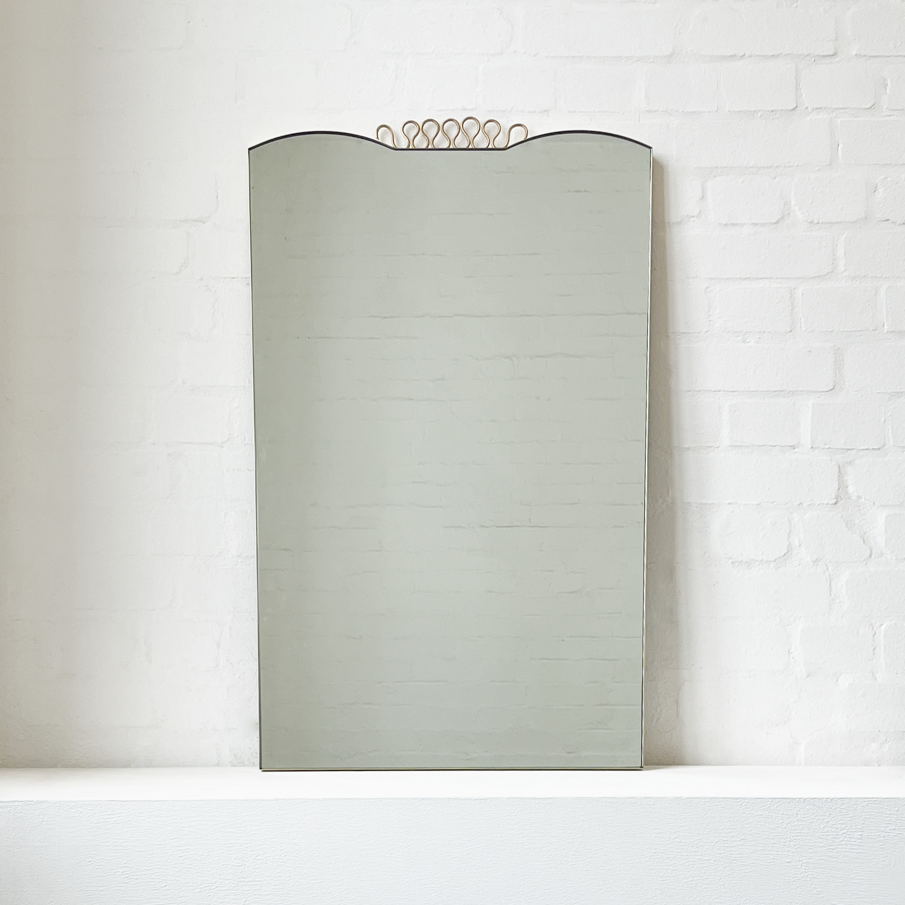 Mid Century Wall Mirror with Exquisite Handcrafted Brushed Brass Frame