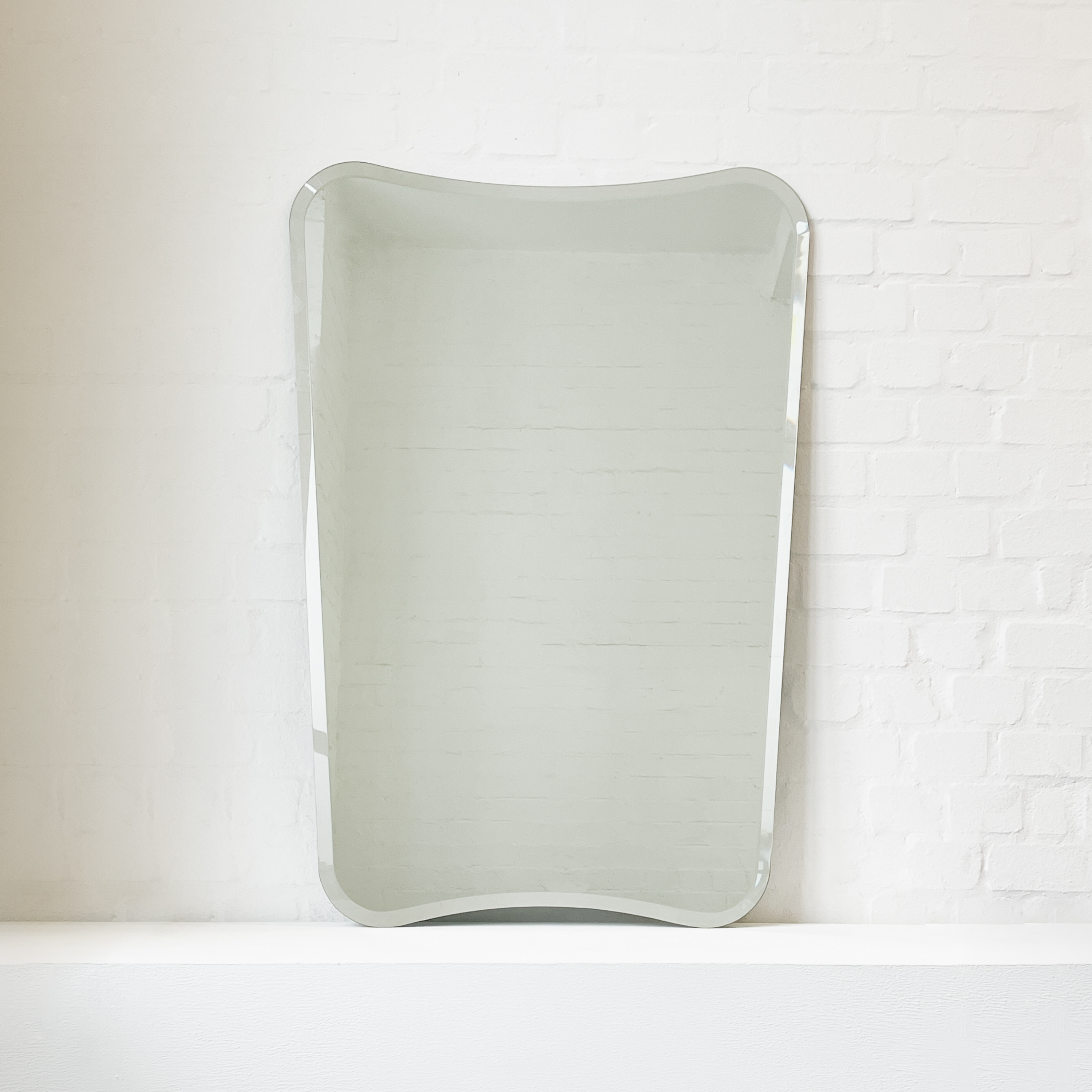Gio Ponti Inspired Wall Frameless Mirror with a Bevel Vintage N.2