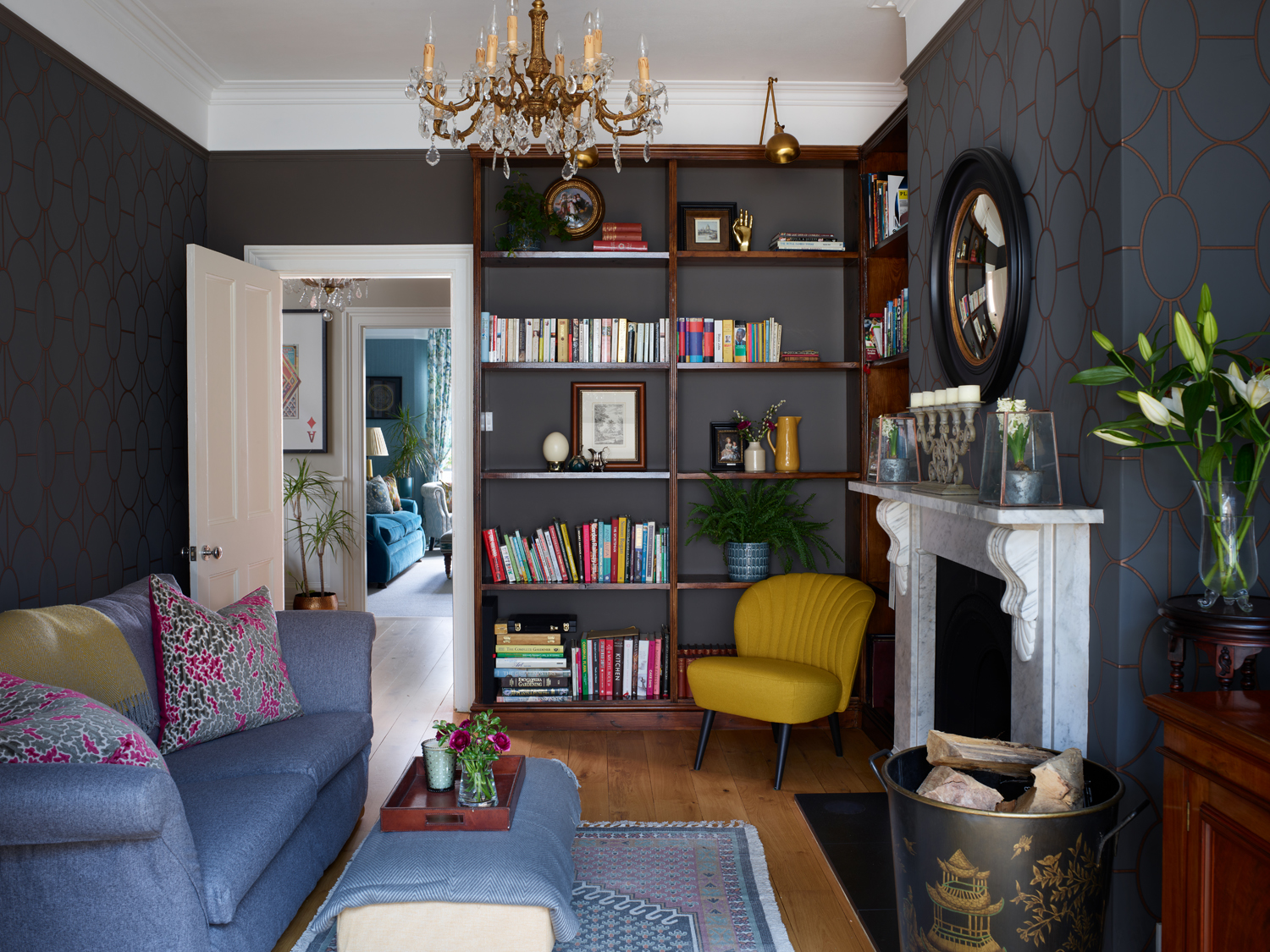 Dark snug room with fire surround