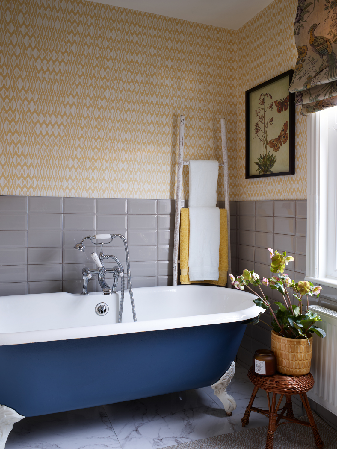 Blue Slipper Bath in bathroom