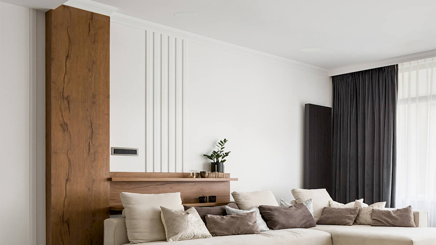 Monitor Audio Small Aperture In-Ceiling Speakers within a lounge setting