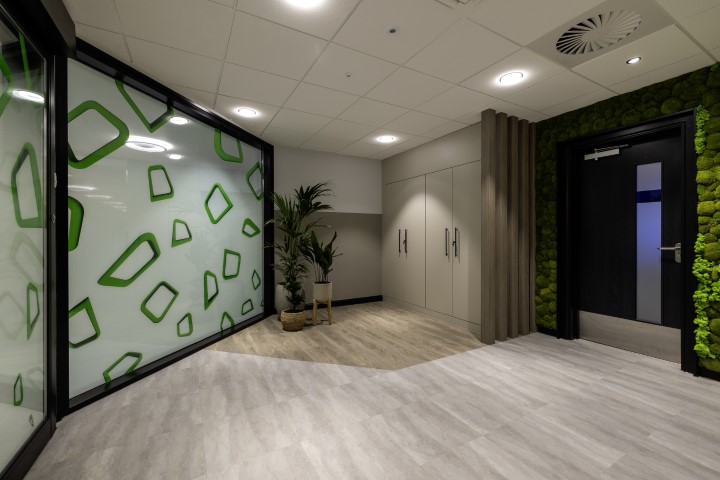 Entrance lobby including a built in wardrobe for client's possessions