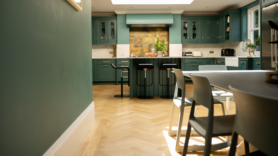 Lion and Unicorn interior design kitchen green 