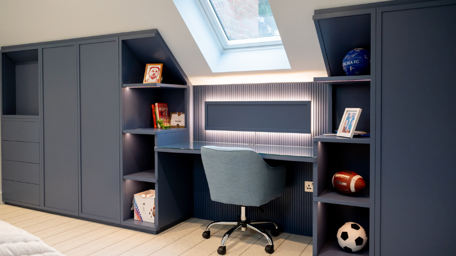 Home  transformation blue office space 