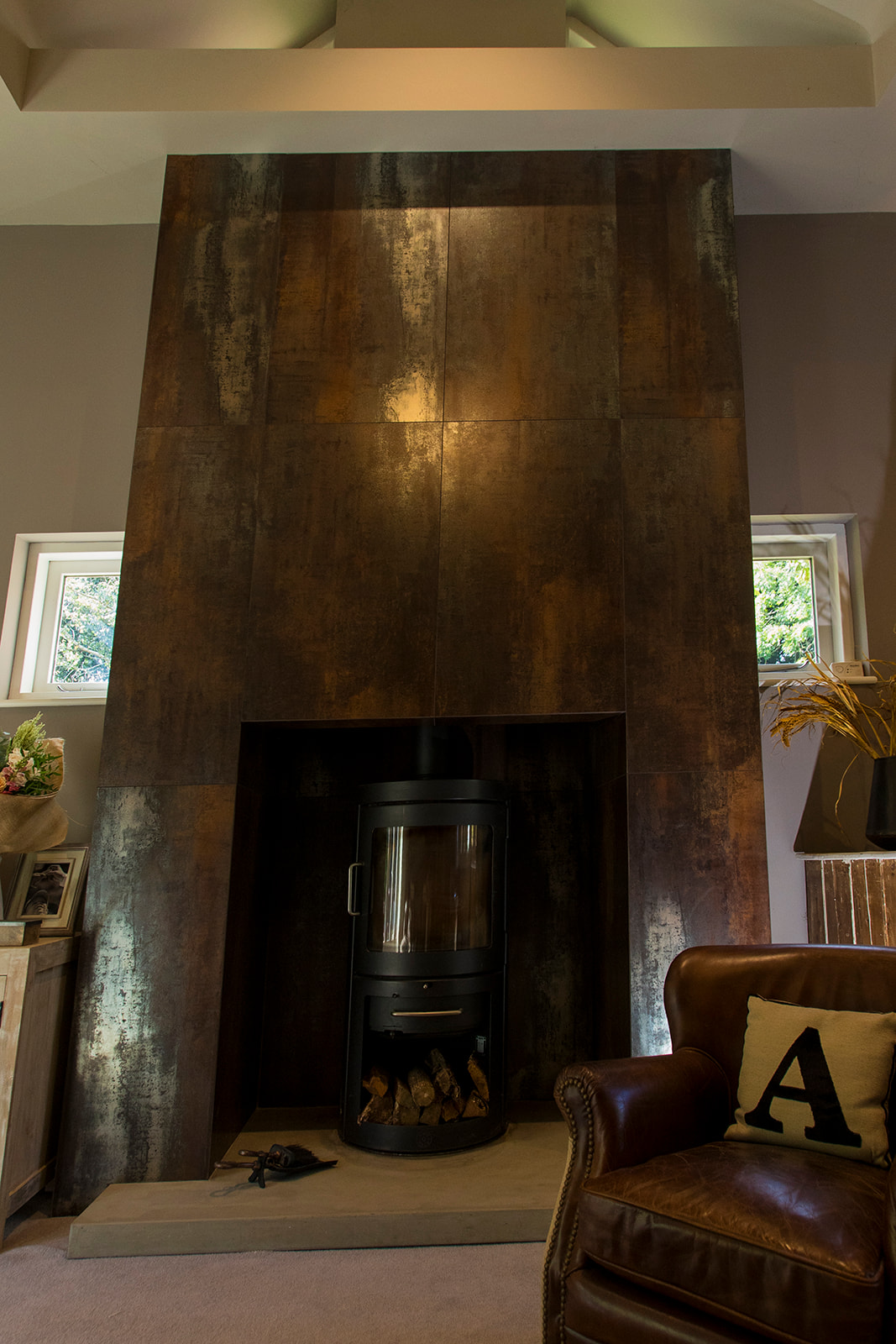 living room, lounge, family room, wood burner