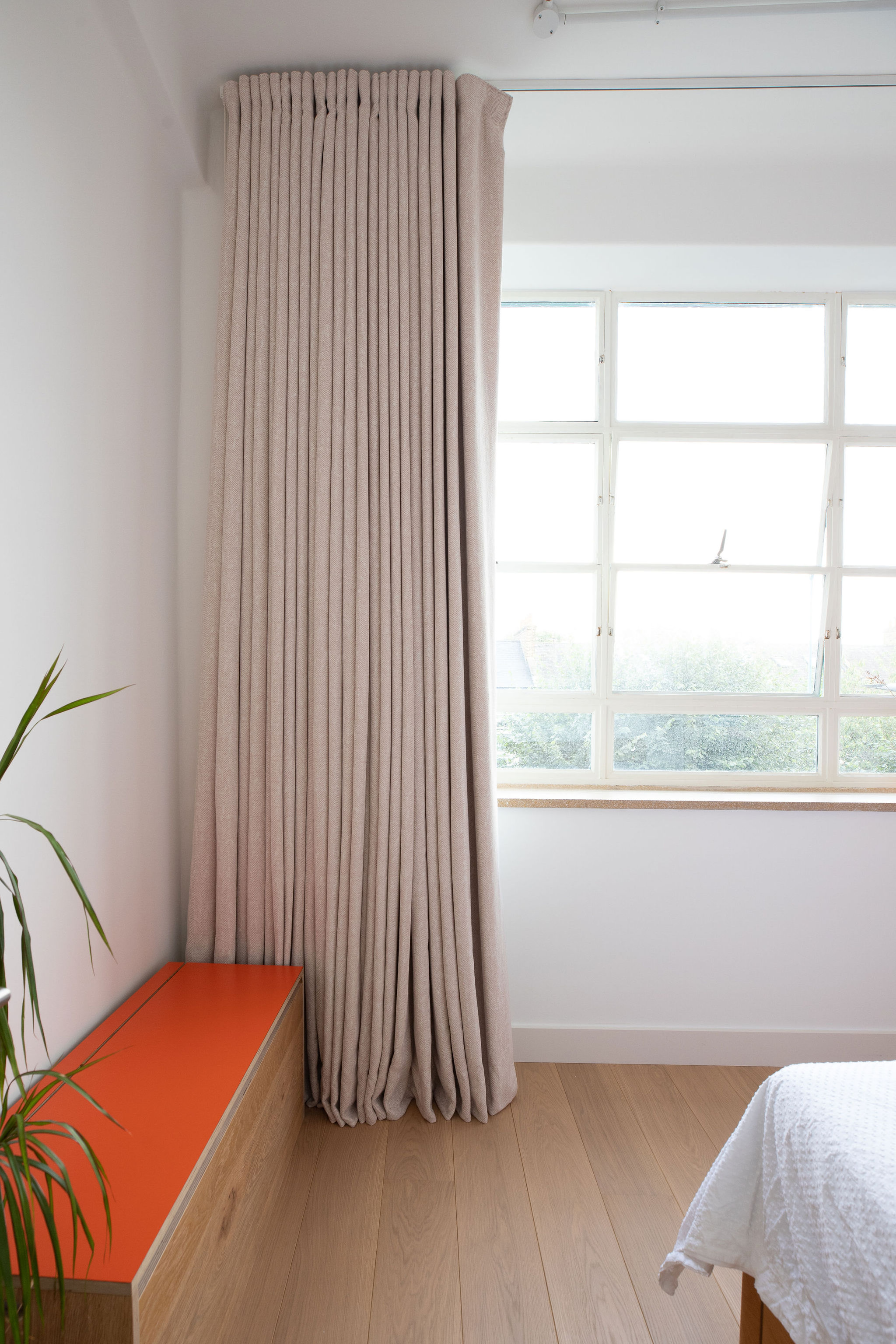 beautiful luxurious long curtains in the bedroom