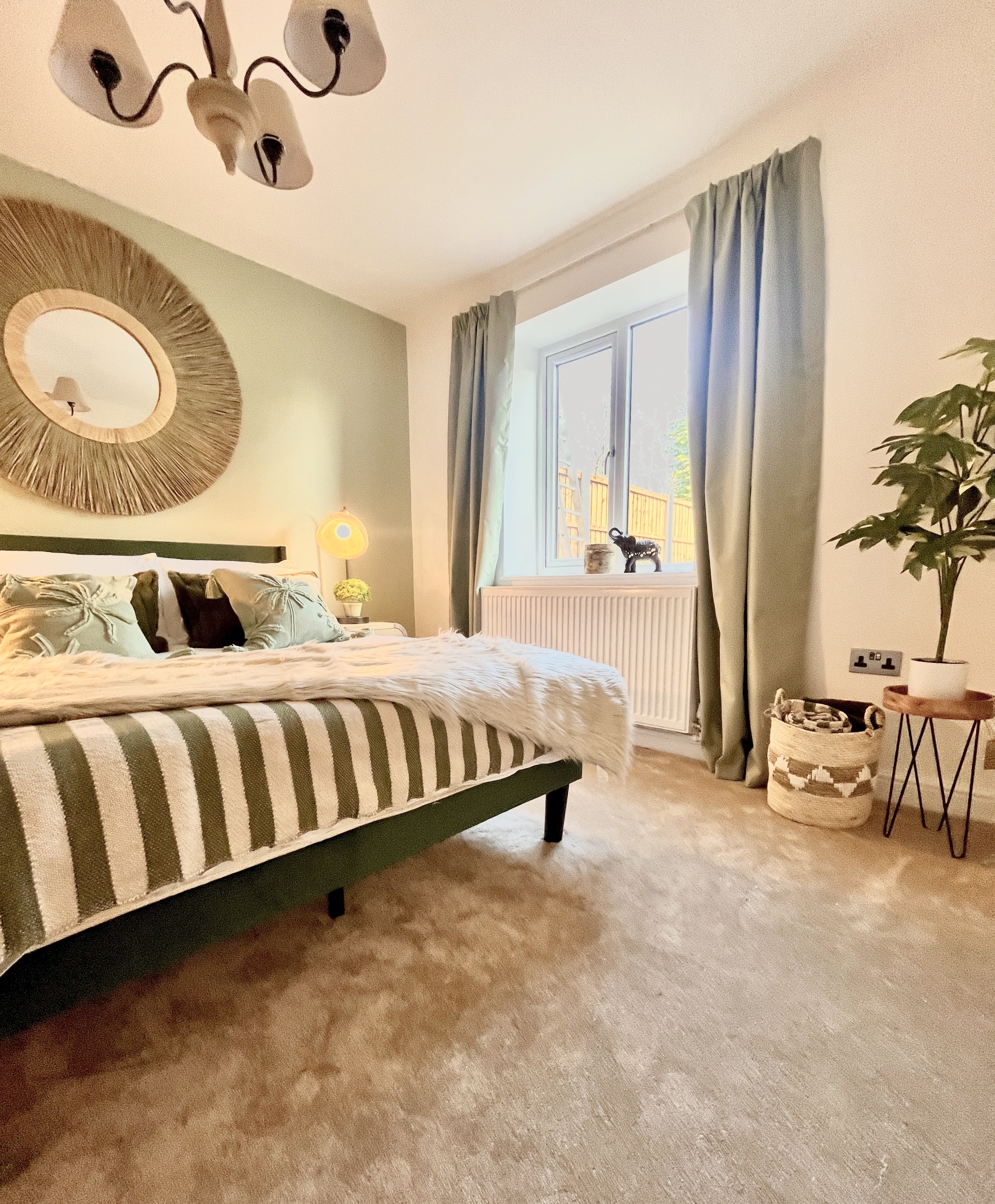 Guest bed, bedroom, biophilic