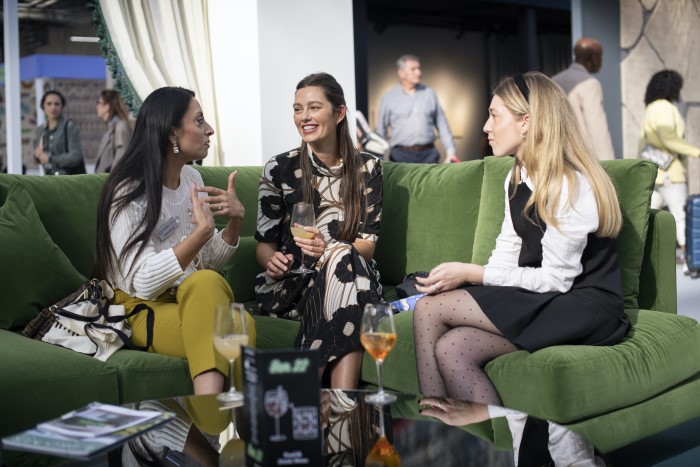 three people networking