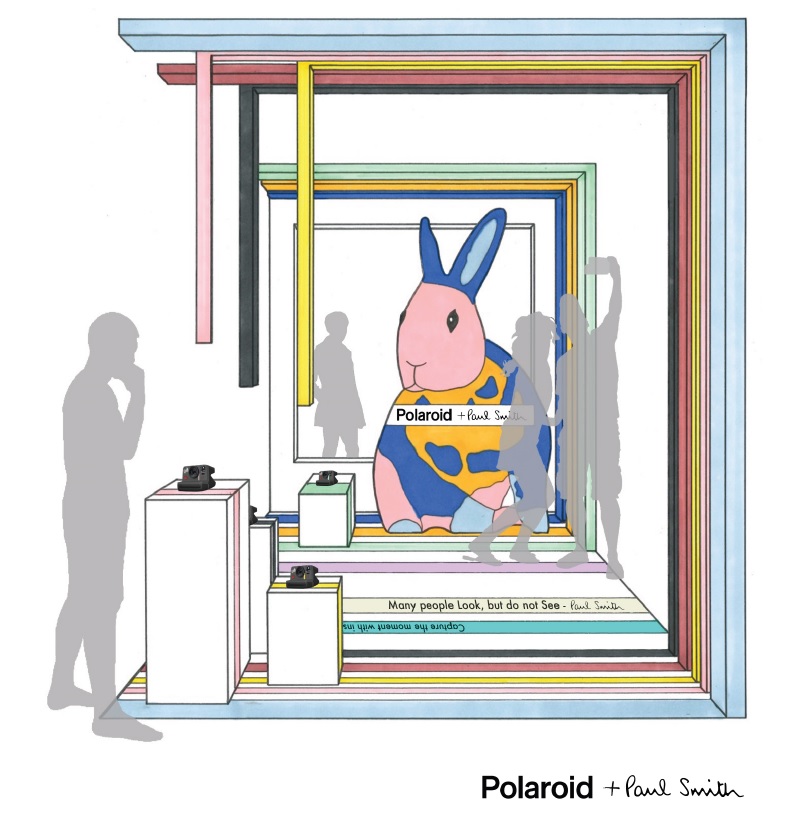 pink cartoon rabbit with blue ears