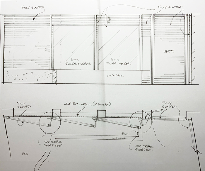 Garden Courtyard Fencing plan and elevations