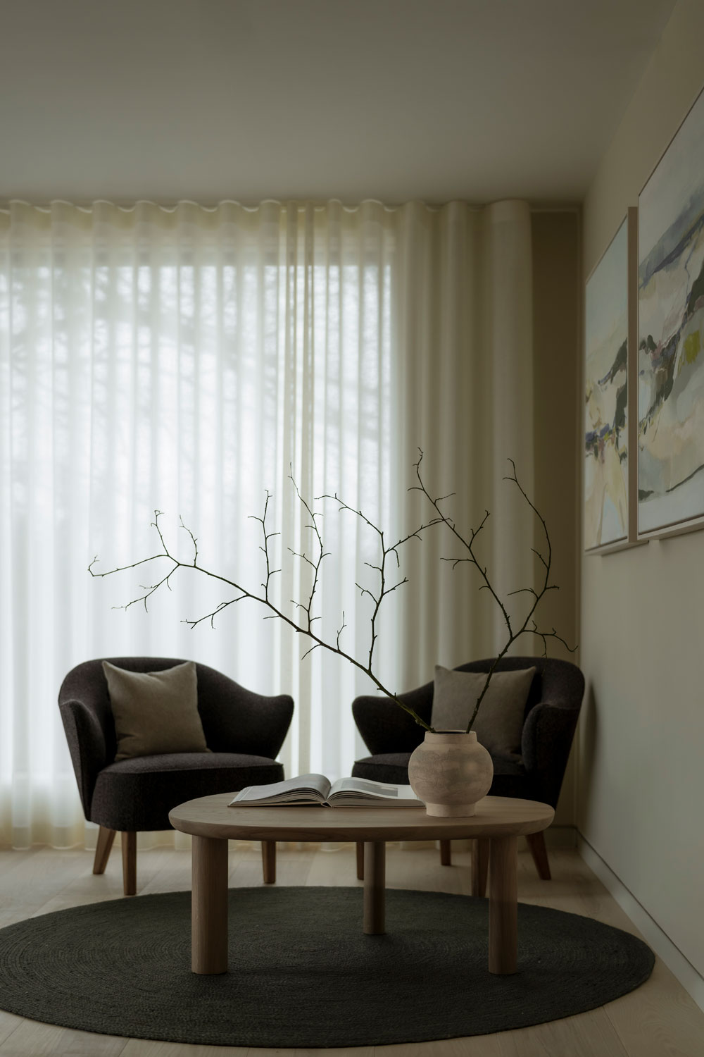 seating with curtains