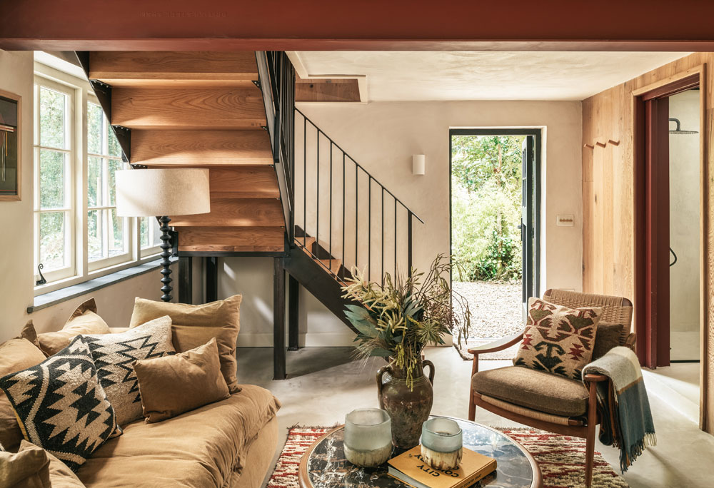 Living area with stairs