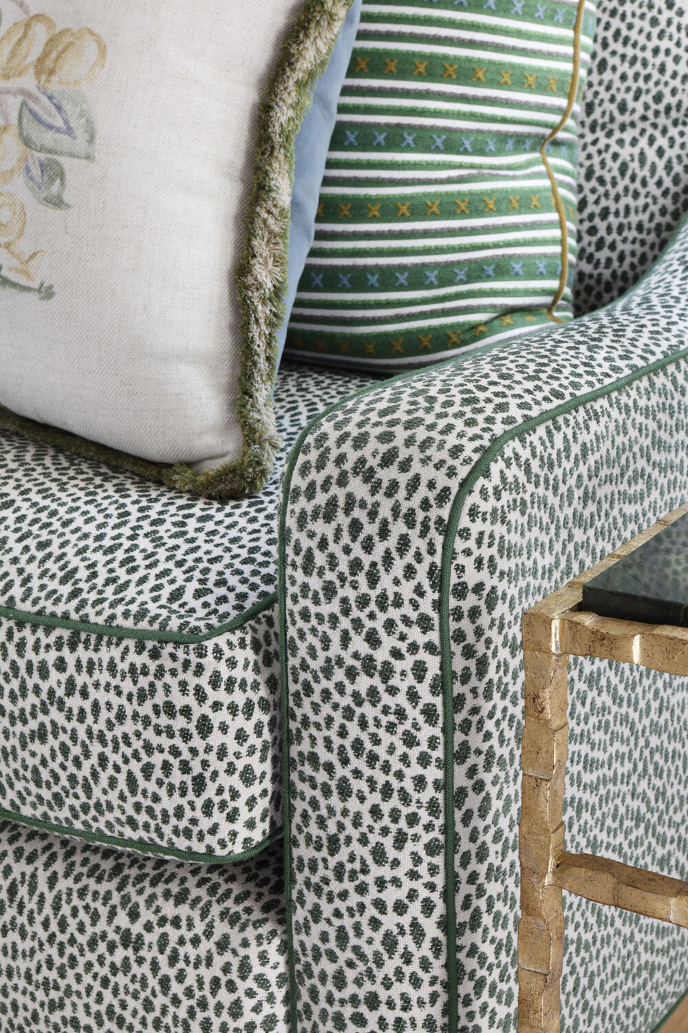 Close up of printed sofa