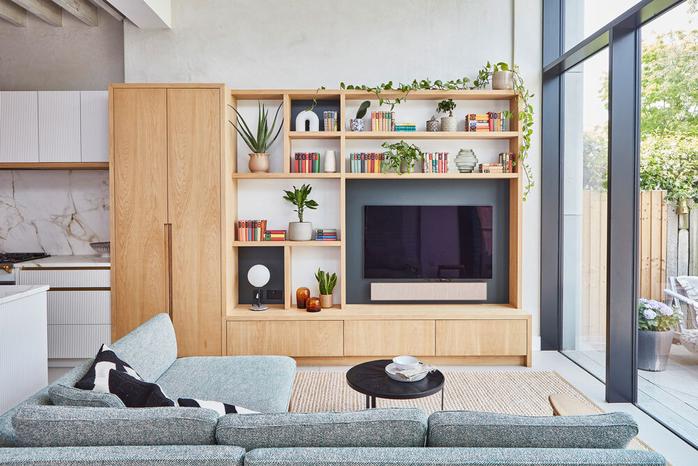 Media wall in living room with TV