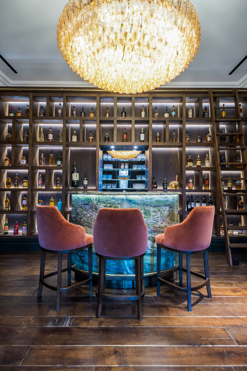 Whiskey room with seating at bar