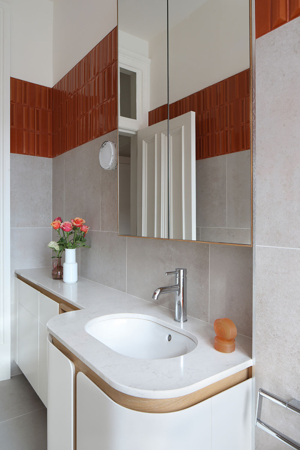 Sink with mirror above