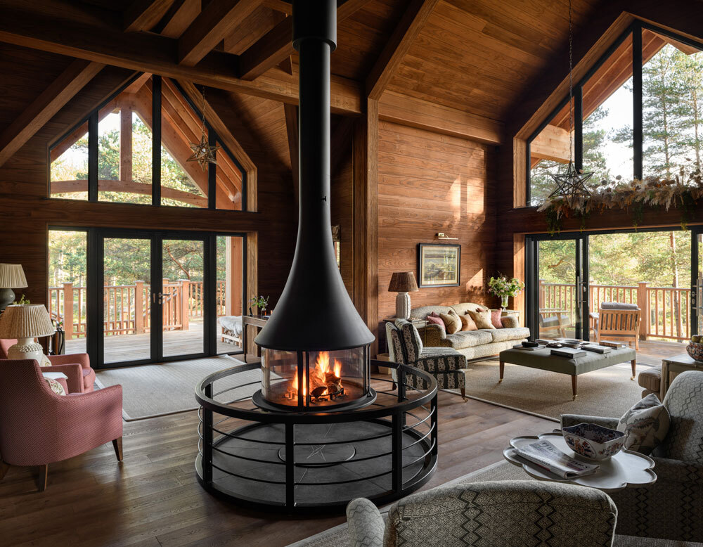 Open space with log burner