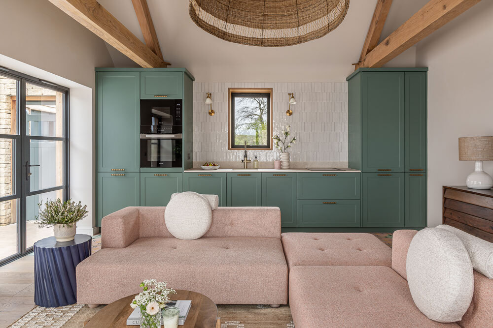 Kitchen units with sofa infront