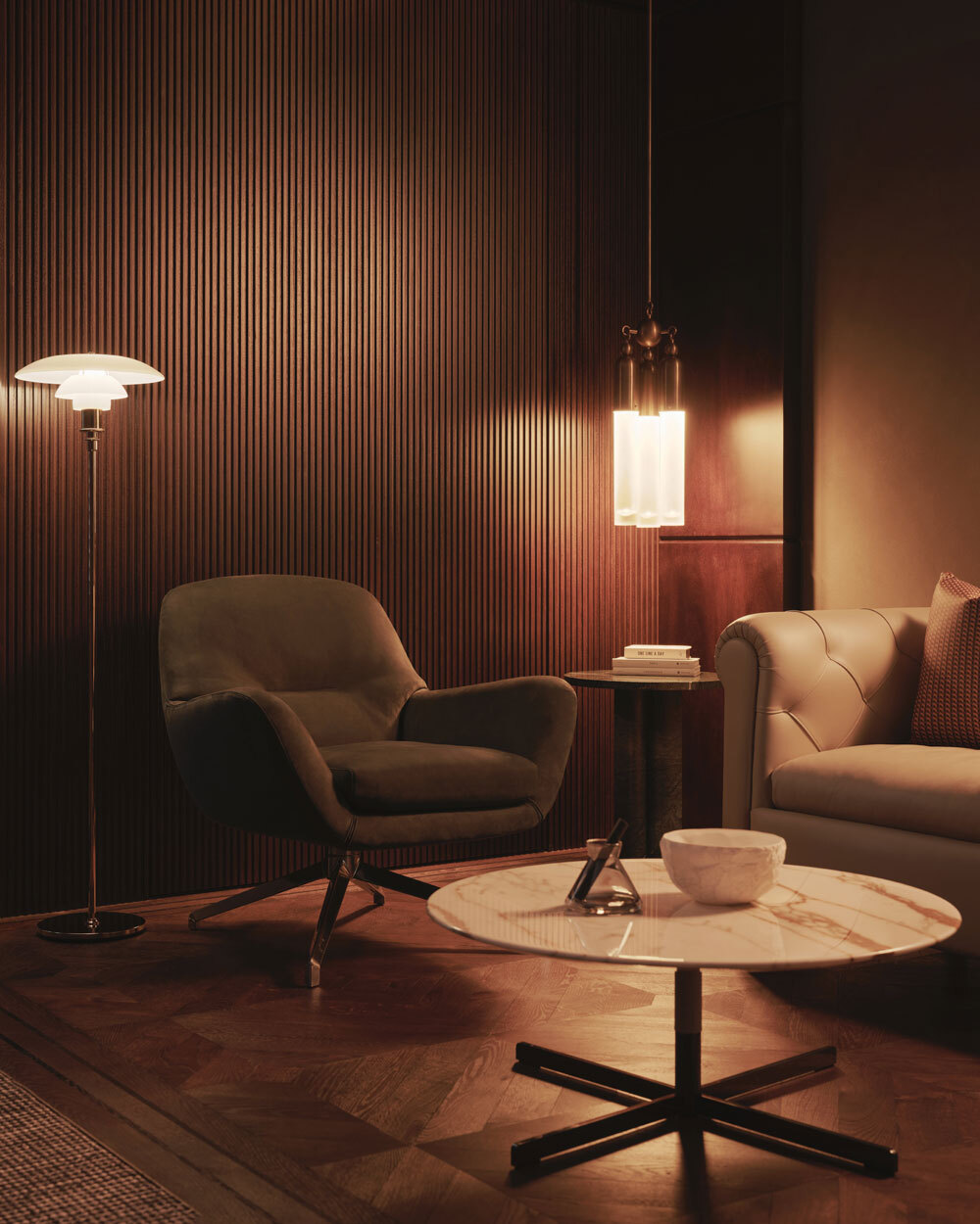 Chair with light hanging 