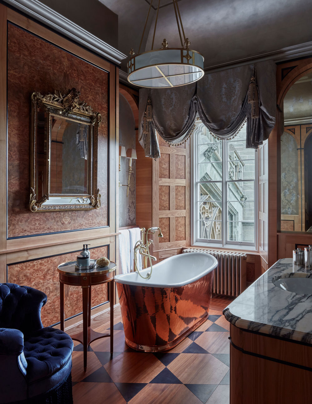 Bathroom with copper bath