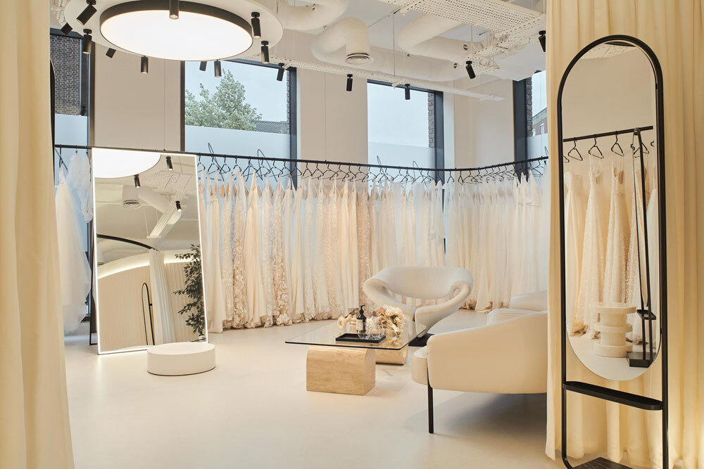 Seating area in bridal shop