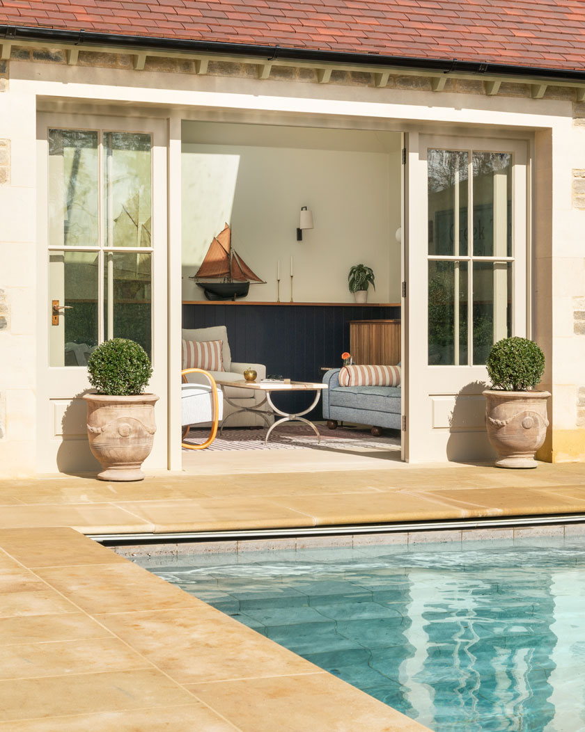 looking from pool to sunroom