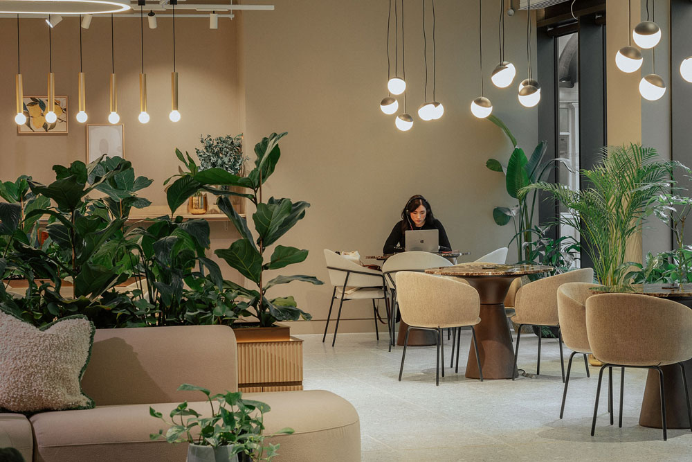 member's space tables and chairs.