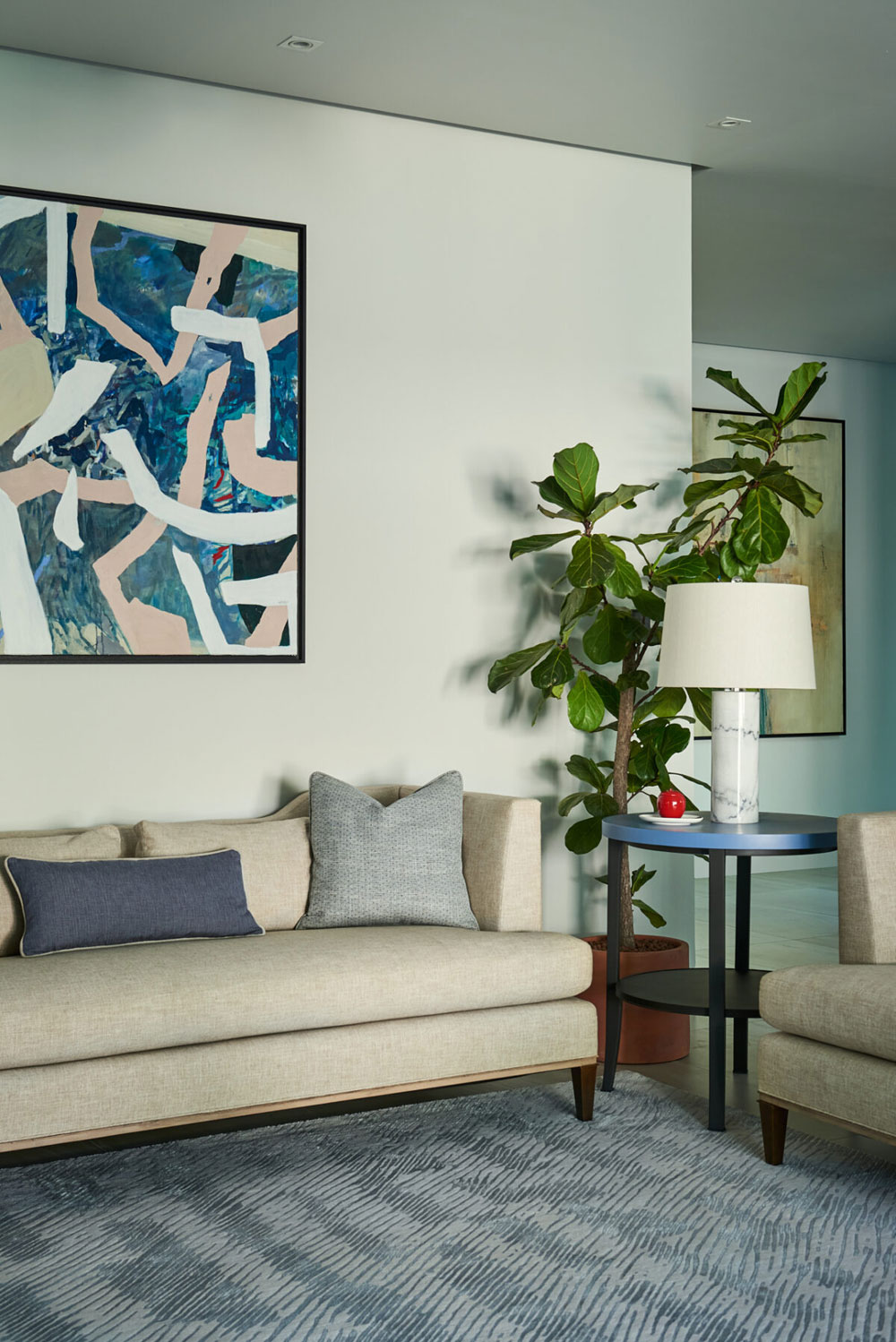 Living room with wall art