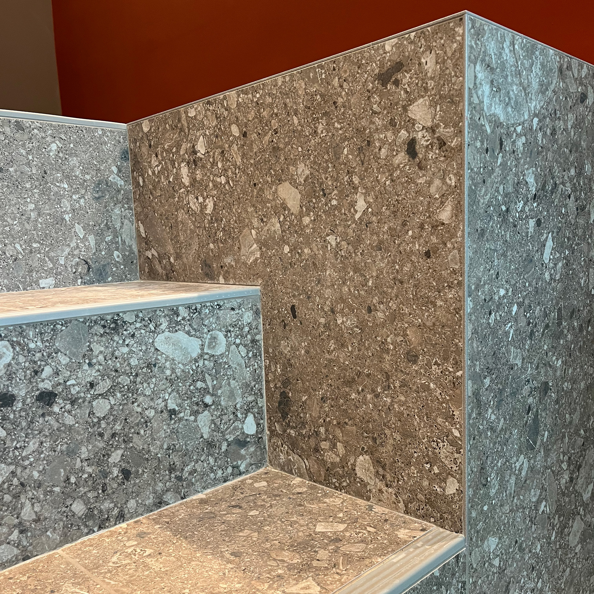 Close up of stairs focusing on the tile profile 