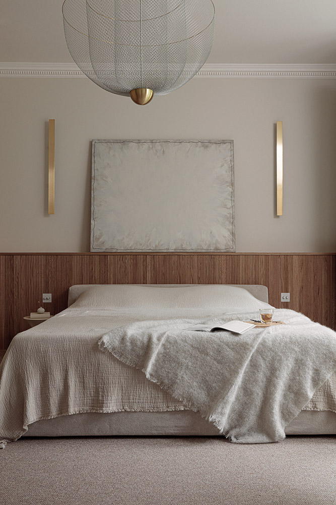 Master bedroom with wood details