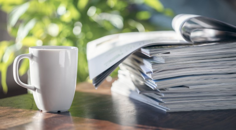 Magazine on a table